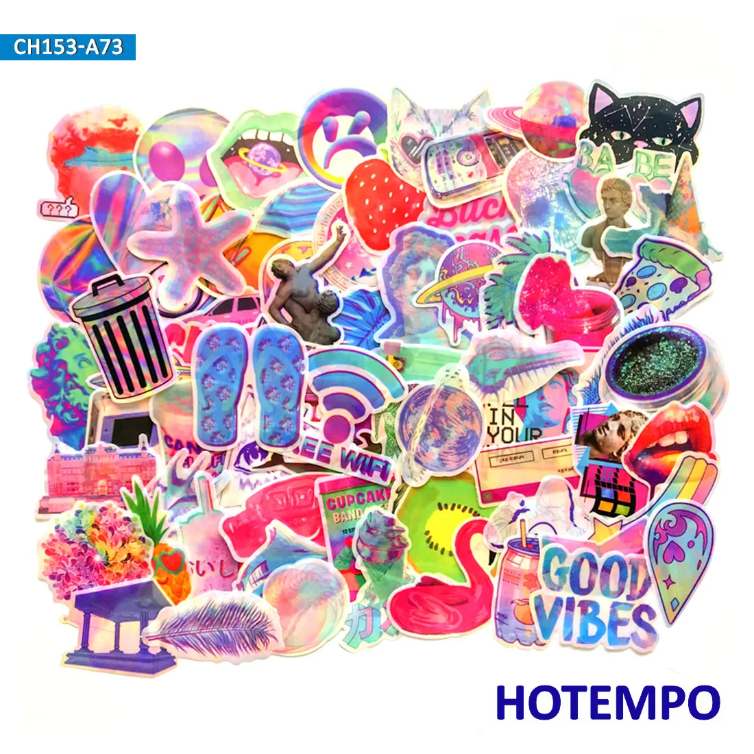 70pcs Dazzling Fantasy Colourful Translucency Vaporwave Style Stickers for DIY Phone Laptop Luggage Skateboard Bike Car Sticker
70pcs Dazzling Fantasy Colourful Translucency Vaporwave Style Stickers for DIY Phone Laptop Luggage Skateboard Bike Car Sticker