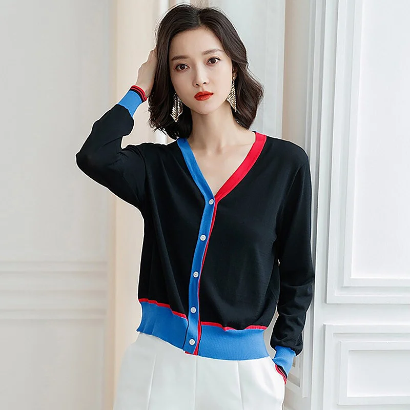 Spring New Women Short Jacket Fashion Sunscreen Outside Thin Section Shawl Shirt V-neck Long-sleeved Solid Color Women Clothing
Spring New Women Short Jacket Fashion Sunscreen Outside Thin Section Shawl Shirt V-neck Long-sleeved Solid Color Women Clothing