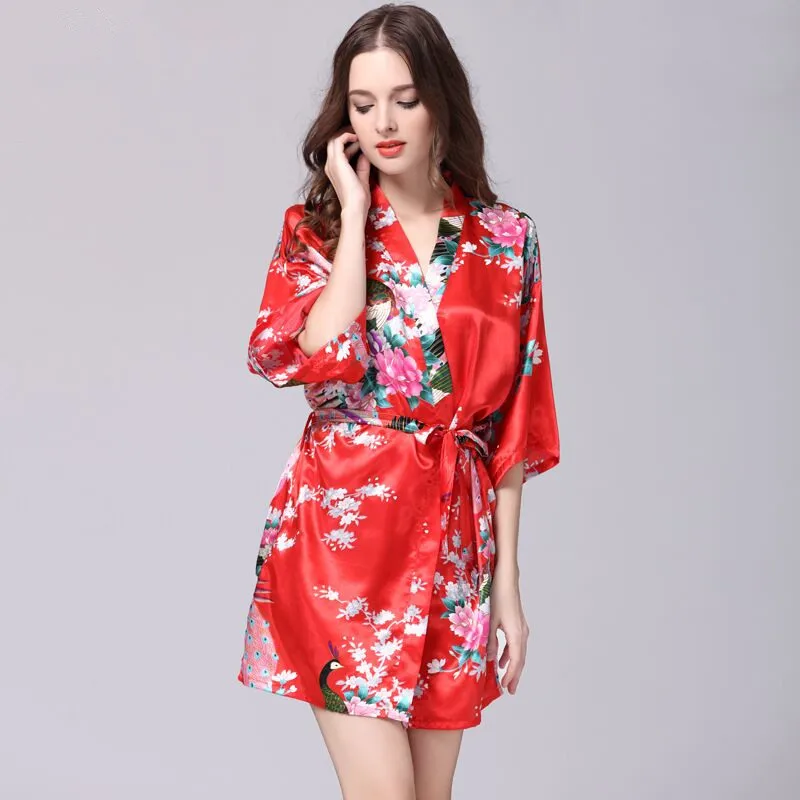 Navy Blue Women's Night Robe Kimono Female Faux Silk Bath Gown Summer Sleepwear Peafowl Size S M L XL XXL XXXL Srj01
Navy Blue Women's Night Robe Kimono Female Faux Silk Bath Gown Summer Sleepwear Peafowl Size S M L XL XXL XXXL Srj01