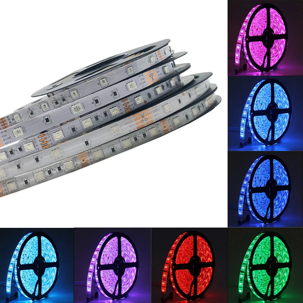 5 M цветная (RGB) Светодиодная лента с usb питанием 2835 5050 DC12V 60 светодиодов/м 30