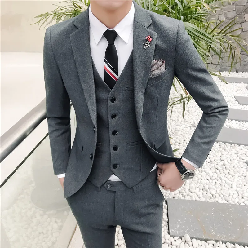 Man Solid Color Slim Three Pieces (Blazres+Vest+Pants) Trajes Hombres Boda Business Causal Sets Wedding Groomsmen Dress Male
Man Solid Color Slim Three Pieces (Blazres+Vest+Pants) Trajes Hombres Boda Business Causal Sets Wedding Groomsmen Dress Male