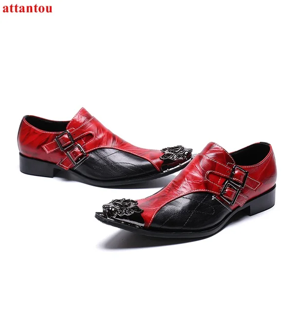 Men's Leather Dress Shoes Red Black Mixed Color Luxury Male Casual Shoes Golden Toe Slip-on Office Feast Formal Single Shoes
Men's Leather Dress Shoes Red Black Mixed Color Luxury Male Casual Shoes Golden Toe Slip-on Office Feast Formal Single Shoes