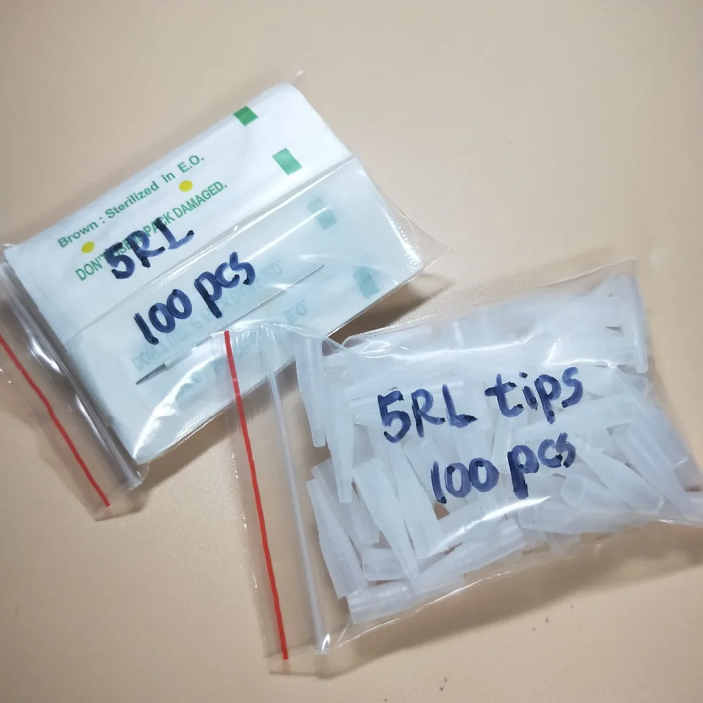 100pcs 0.35x50mm 5RL Needles and 100pcs 5RL Needle Tips For Professional Permanent Makeup Traditonal Tattoo Machine
100pcs 0.35x50mm 5RL Needles and 100pcs 5RL Needle Tips For Professional Permanent Makeup Traditonal Tattoo Machine