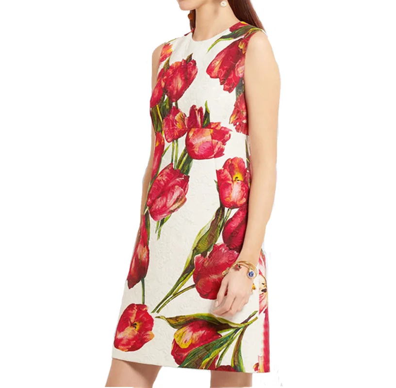New Arrival Red Tulip Print Sleeveless Dress 2017 New Spring Summer Fashion Women's Elegant Slim Mini Dresses
New Arrival Red Tulip Print Sleeveless Dress 2017 New Spring Summer Fashion Women's Elegant Slim Mini Dresses