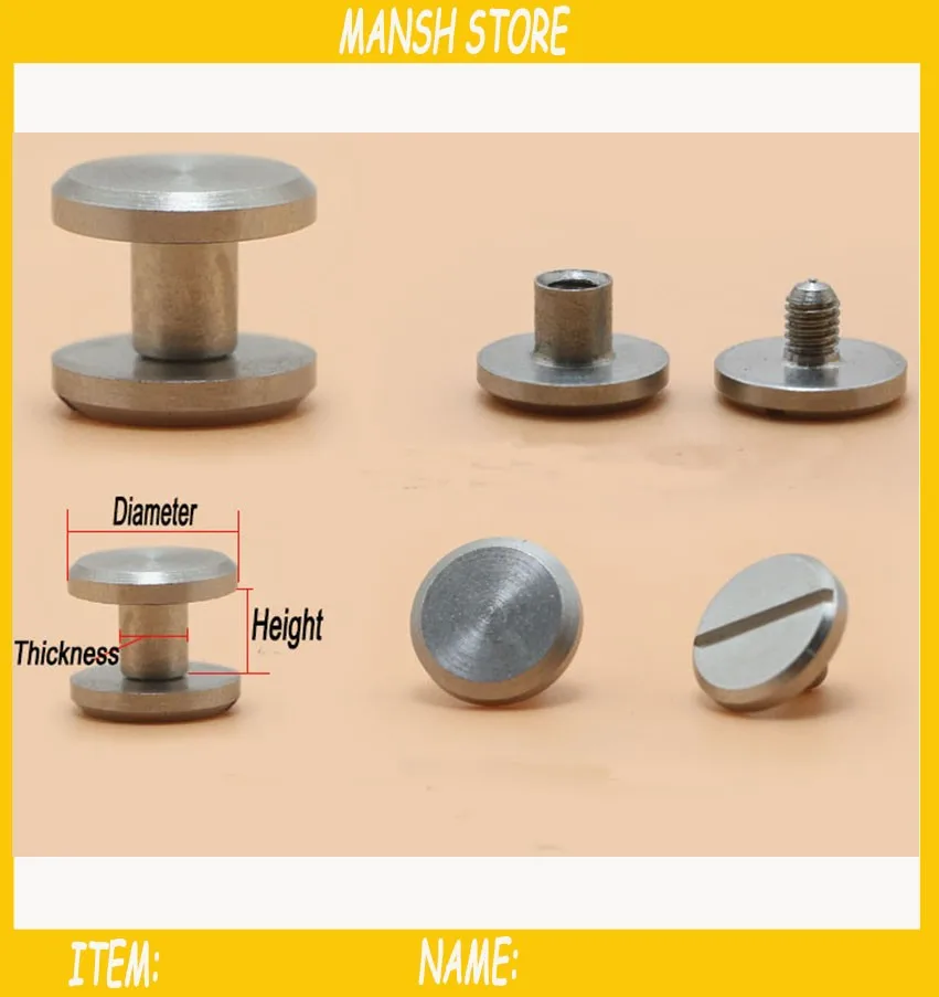 30pcs/lot flat style 10*4*4mm wallet bag screw stainless steel belt Rivet diy handmade leather hardware fastener part
30pcs/lot flat style 10*4*4mm wallet bag screw stainless steel belt Rivet diy handmade leather hardware fastener part