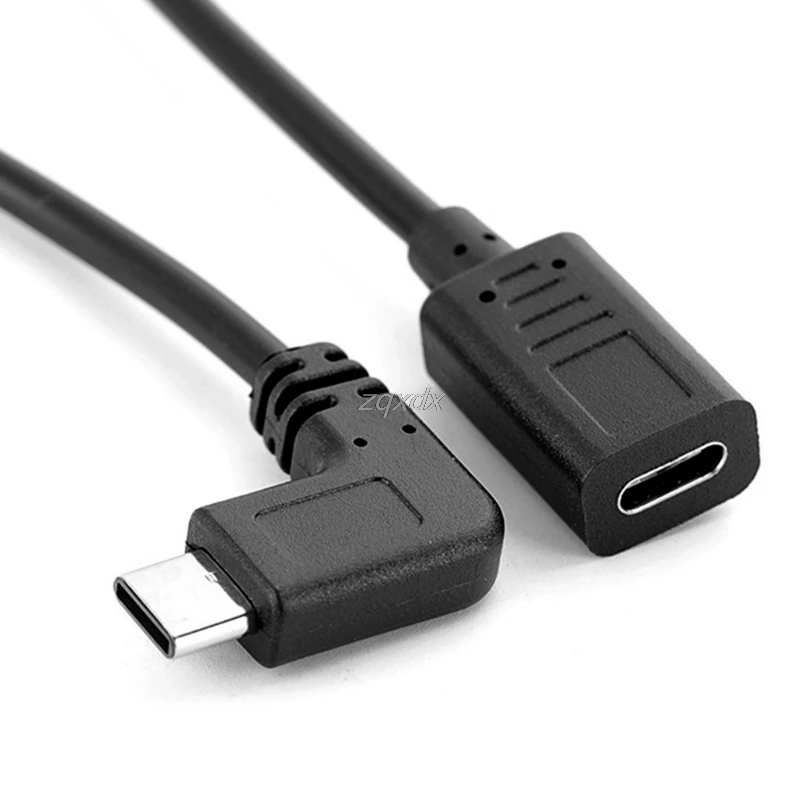 90 градусов правый угол USB 3 1 Тип C папа к женскому USB-C кабель конвертера для Oneplus 5 3t 2