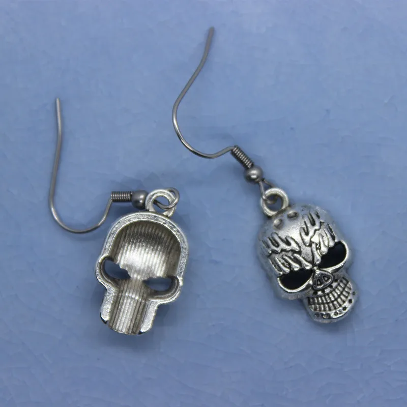 Antiqued Color Zinc Alloy Punk Style Skull Head Pendant Earrings Women's Fashion Creative Stainless Steel Halloween Jewelry | Украшения
