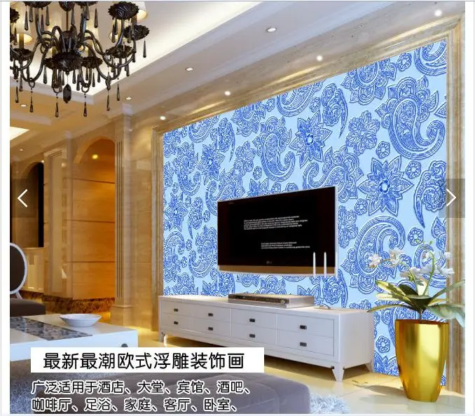 Customized 3d photo wallpaper 3d wall murals wallpaper Blue pattern European TV setting wall reliefs 22 living room decoration
Customized 3d photo wallpaper 3d wall murals wallpaper Blue pattern European TV setting wall reliefs 22 living room decoration