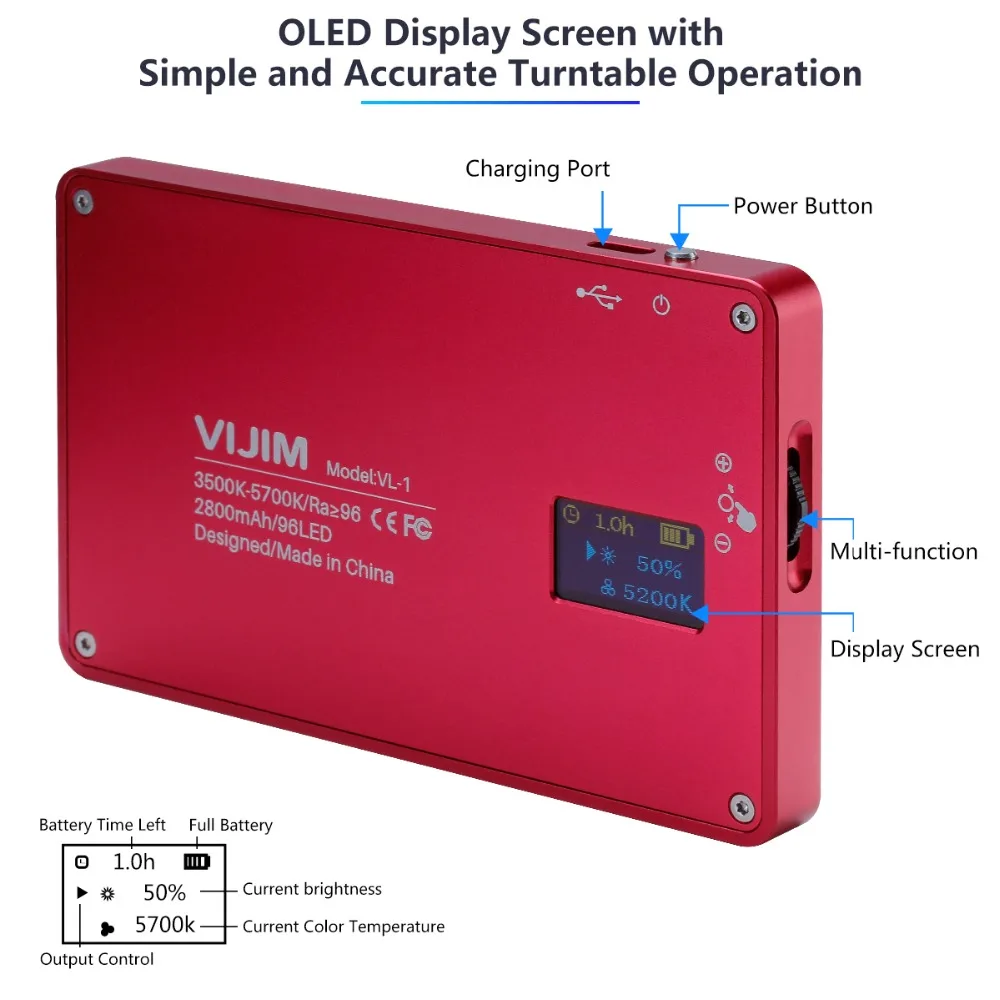 VIJIM VL-1 96 Beads Dimmable LED Video Light With Oled Display on Camera Photography Studio Light 3500k-5700k 2800mAh Fill Light
VIJIM VL-1 96 Beads Dimmable LED Video Light With Oled Display on Camera Photography Studio Light 3500k-5700k 2800mAh Fill Light