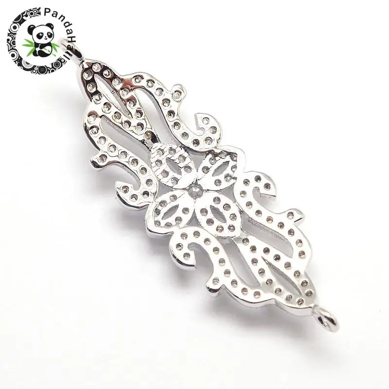 cz brass micro pave cubic zirconia links, cadmium free & nickel free & lead free, 1/1 loop, flower, Metal, 39.5x13x2mm, hole:
cz brass micro pave cubic zirconia links, cadmium free & nickel free & lead free, 1/1 loop, flower, Metal, 39.5x13x2mm, hole: