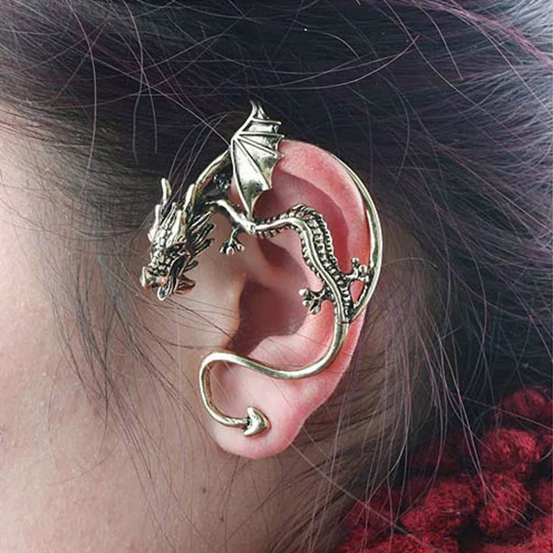 Vintage Silver Plated Bronze Punk Metal Flying Dragon Bite Piercing Ear Cuff Clip Earrings for Women Wrap Earrings
Vintage Silver Plated Bronze Punk Metal Flying Dragon Bite Piercing Ear Cuff Clip Earrings for Women Wrap Earrings