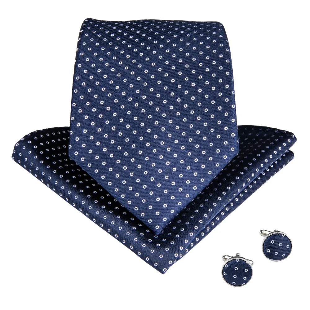 Мужской классический галстук-бабочка в синий и белый горошек Длинные