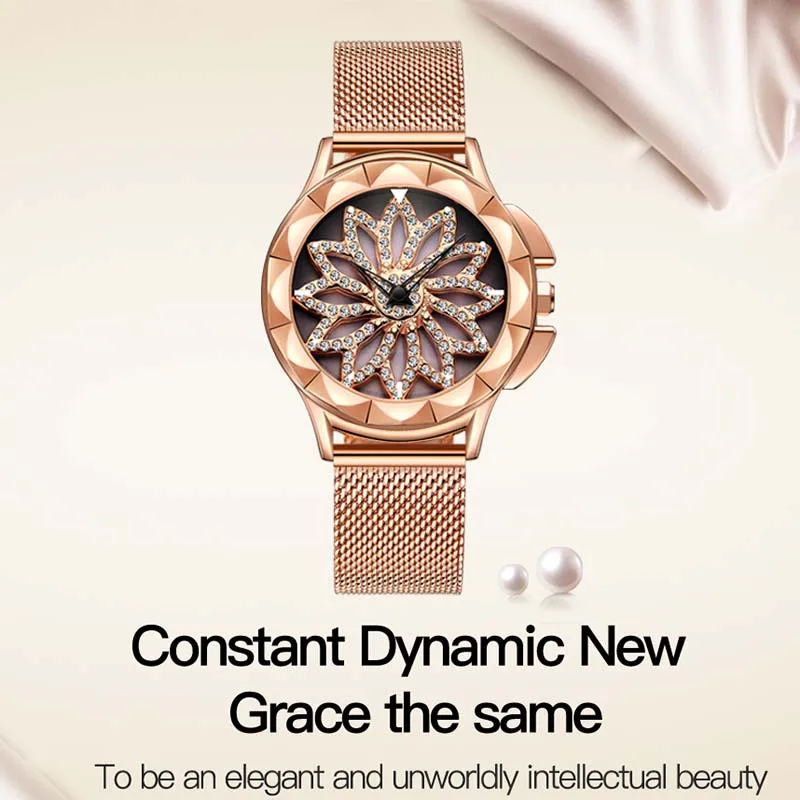 Rose Golden Women Watch BIDEN Luxury Crystal Full Rhinestone Flower Dial Design Steel Mesh Band Waterproof Dresses Ladies Watch
Rose Golden Women Watch BIDEN Luxury Crystal Full Rhinestone Flower Dial Design Steel Mesh Band Waterproof Dresses Ladies Watch