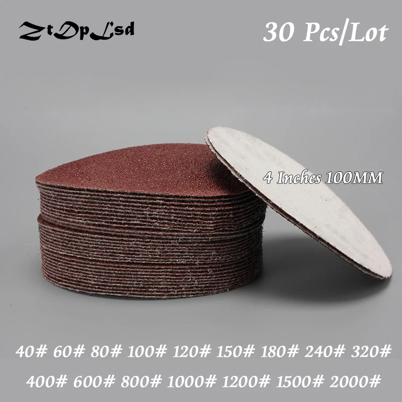 ZtDpLsd 30 шт./лот Сухой Шлифовки 4 дюйма 100 мм Бумага наждачная бумага Pad шлифовальный