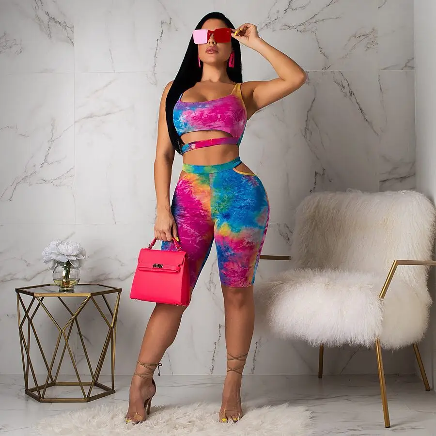 BKLD Tie Dye Women Two Piece Set Crop Top Shorts Summer Tracksuit Women Clothing Hollow Sexy Club Outfits Print Bodycon 2 Piece
BKLD Tie Dye Women Two Piece Set Crop Top Shorts Summer Tracksuit Women Clothing Hollow Sexy Club Outfits Print Bodycon 2 Piece