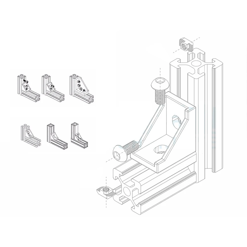 2020s Aluminum Profile Connector Set, Include Corner Bracket, M5 T-slot Nuts, M5 Hex Socket Cap Screw Bolt for 6mm Slot
2020s Aluminum Profile Connector Set, Include Corner Bracket, M5 T-slot Nuts, M5 Hex Socket Cap Screw Bolt for 6mm Slot