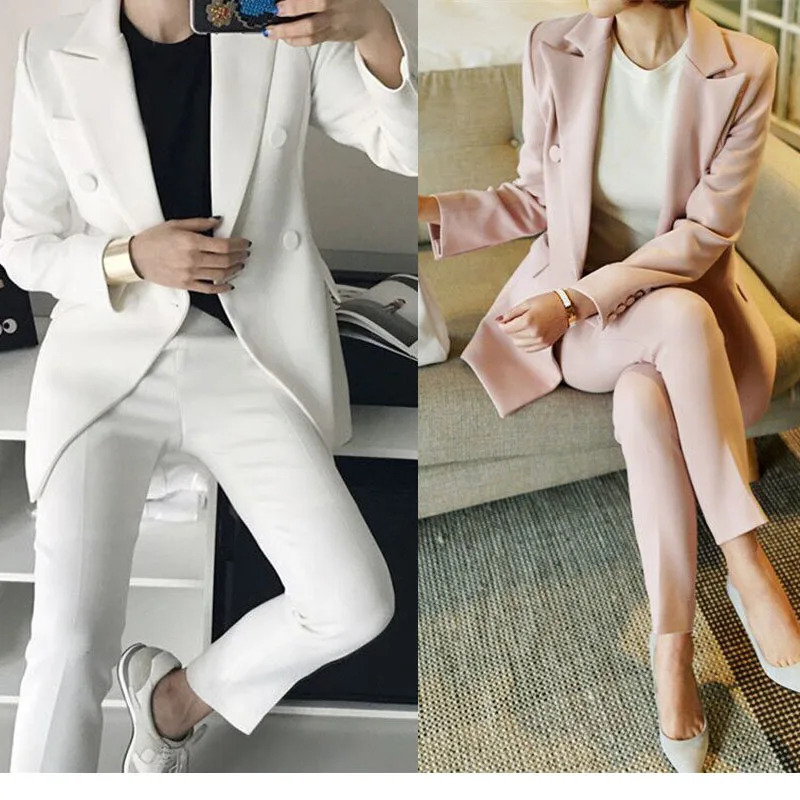 New women's fashion suit business OL professional suit solid color double button suit jacket + Ankle-Length Pants suit XS-2XL
New women's fashion suit business OL professional suit solid color double button suit jacket + Ankle-Length Pants suit XS-2XL