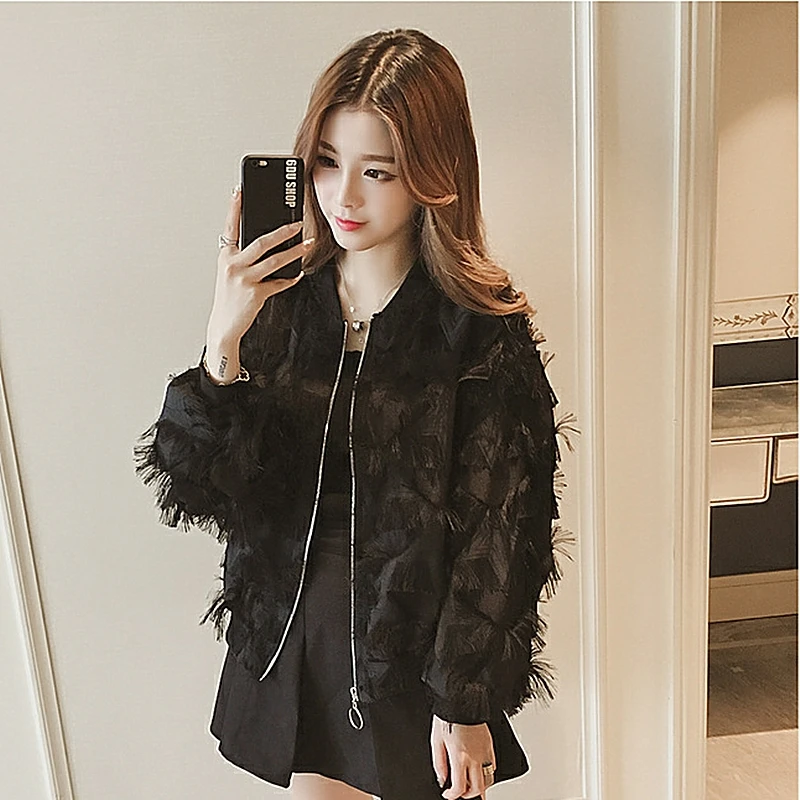 2019 Spring Summer New Short Jacket Female Fashion Feather Tassel Loose Comfortable Long-sleeved Women Coat Standing Collar
2019 Spring Summer New Short Jacket Female Fashion Feather Tassel Loose Comfortable Long-sleeved Women Coat Standing Collar