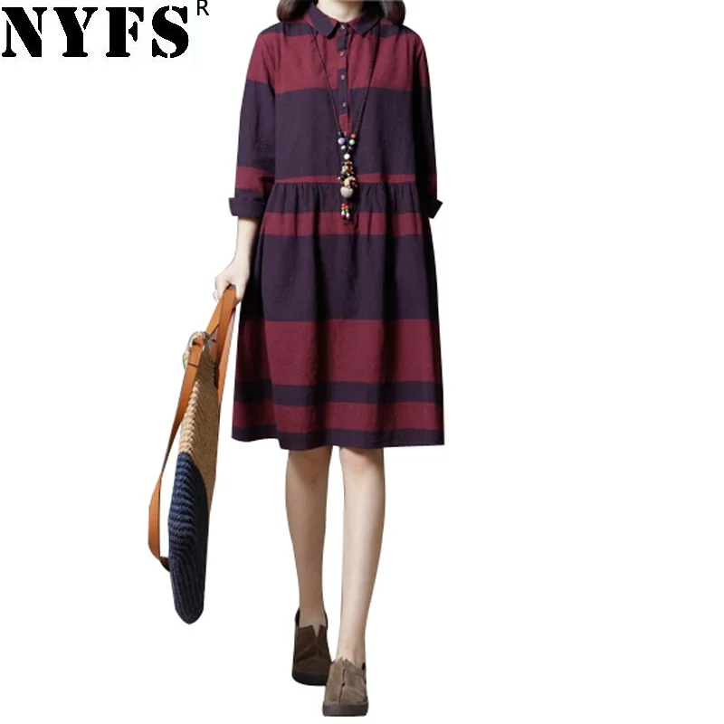 NYFS 2021 New Spring Autumn dress Vintage loose ShirtDress Cotton Plaid Woman dress Vestidos Robe Dresses
NYFS 2021 New Spring Autumn dress Vintage loose ShirtDress Cotton Plaid Woman dress Vestidos Robe Dresses