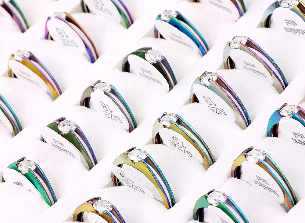 Wholesale Lots 10Pcs AB Color CZ Crystal Stainless Steel Ring Charms Sexy Men Women Wedding Engagement Party Valentine Gift FREE
Wholesale Lots 10Pcs AB Color CZ Crystal Stainless Steel Ring Charms Sexy Men Women Wedding Engagement Party Valentine Gift FREE