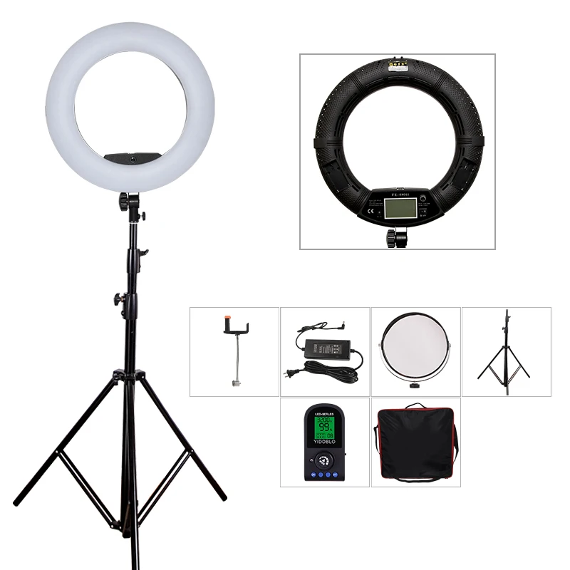 Yidoblo Black FE-480II LCD Photographic LED Ring Lamp +280cm Tripod + bag set 5600K Camera Light 480 LED Video Light Lamp Kit
Yidoblo Black FE-480II LCD Photographic LED Ring Lamp +280cm Tripod + bag set 5600K Camera Light 480 LED Video Light Lamp Kit
