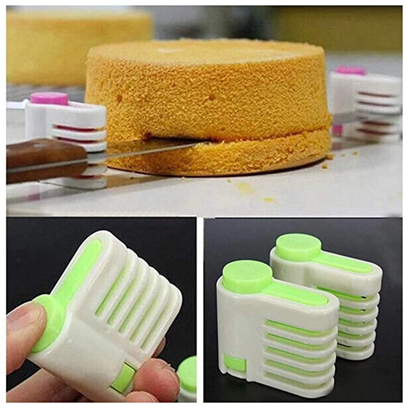 

2PCS DIY Cake Slicer Stratification Auxiliary Bread Slice Cutter Toast Cut 5 Layers Leveler Slicer Kitchen Fixator Guide Tool