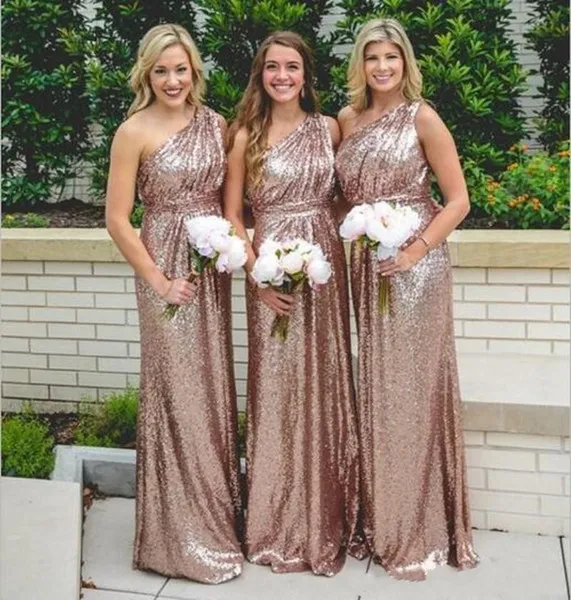 Rose Gold Sequins Bridesmaid Dresses Bling For Weddings One Shoulder Long Floor Length Plus Size Formal Maid of Honor
Rose Gold Sequins Bridesmaid Dresses Bling For Weddings One Shoulder Long Floor Length Plus Size Formal Maid of Honor