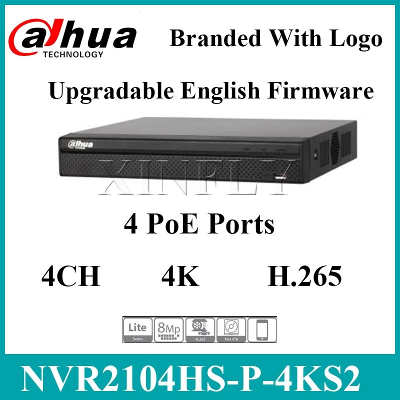Dahua NVR2104HS P 4KS2 4CH POE сетевой видеорегистратор с жестким диском выбран 1SATA 2USB