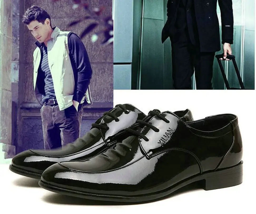 Fashion mens dress shoes low heels mens patent leather lace up black shoes wedding business Oxfords mens Pointed toe flats AB-38
Fashion mens dress shoes low heels mens patent leather lace up black shoes wedding business Oxfords mens Pointed toe flats AB-38