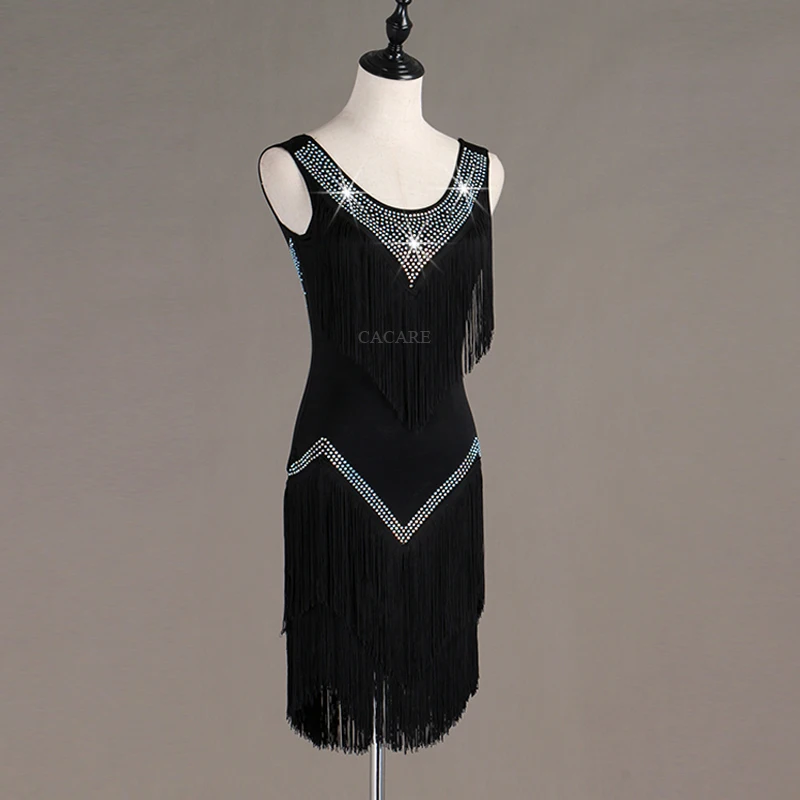 Fringe Dance Dresses Latin Dress Women Salsa Wear Costumes Customize D0561 Tassels Rhinestones 2 Choices | Тематическая одежда и