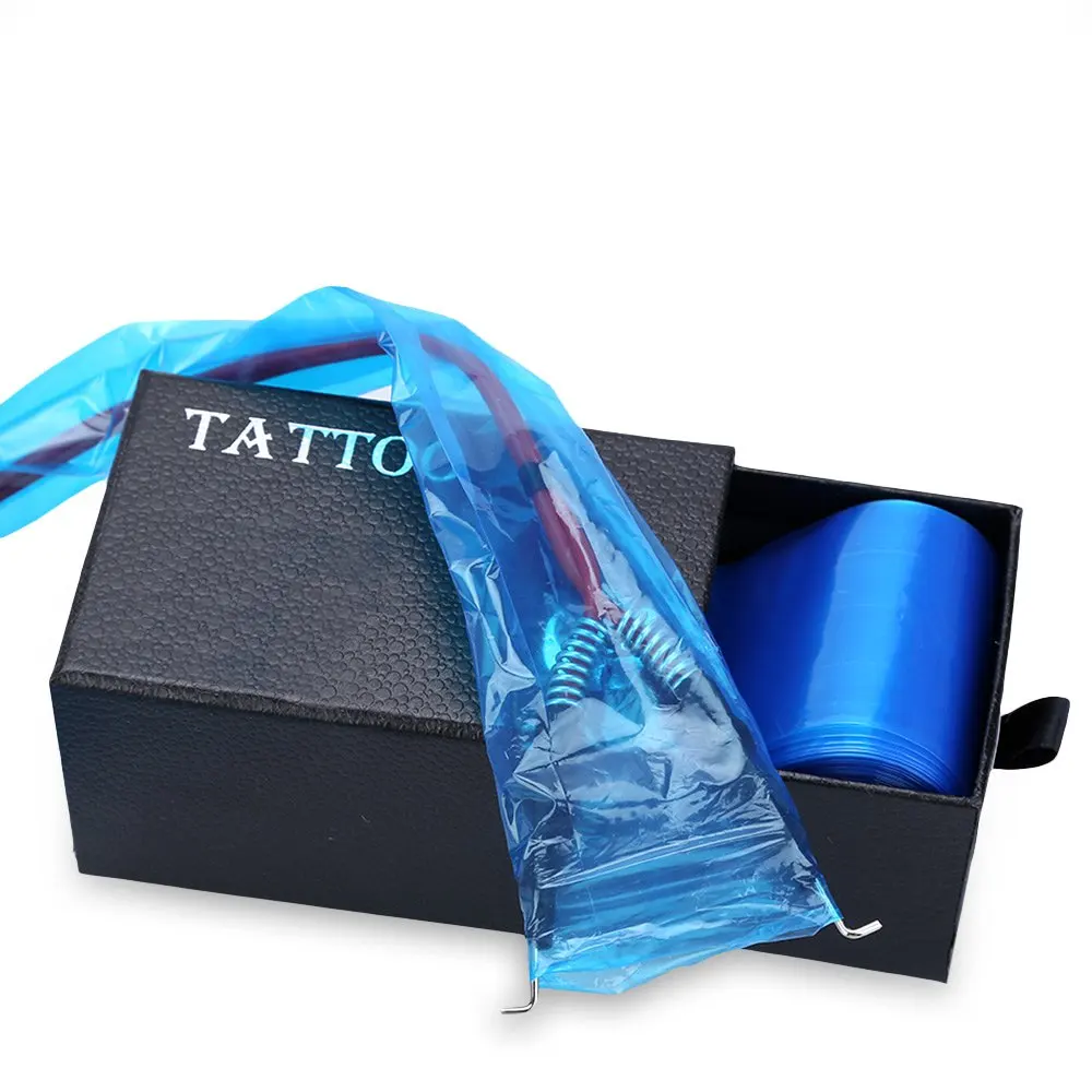 100 шт. Yuelong Пластиковые чехлы на шнурки с синими зажимами для татуировок сумки
