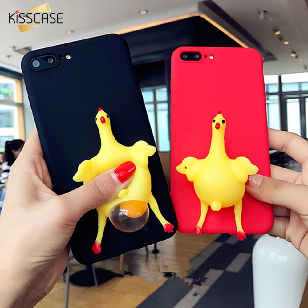 KISSCASE 3D Cute Animal Hen Case For iPhone 7 8 Plus 6 6S Soft Phone Cases 5 SE 5S Fashion Back Covers |