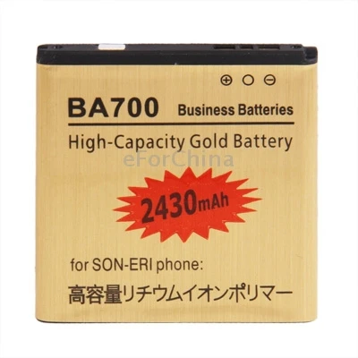 2430 мАч высокой емкости золотая бизнес аккумулятор для Sony Ericsson Xperia Neo / MK16i|battery for dell