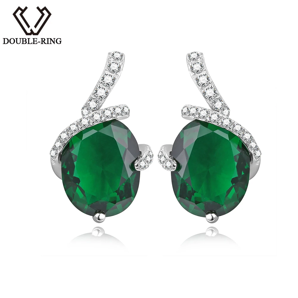 DOUBLE-R Sterling Silver Women Earrings Created 3.82ct Emerald Gemstone 925 Zircon Earrings
DOUBLE-R Sterling Silver Women Earrings Created 3.82ct Emerald Gemstone 925 Zircon Earrings