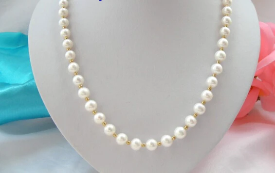 

Популярное длинное Круглое Белое пресноводное жемчужное ожерелье vogue 21 дюйм 9 мм