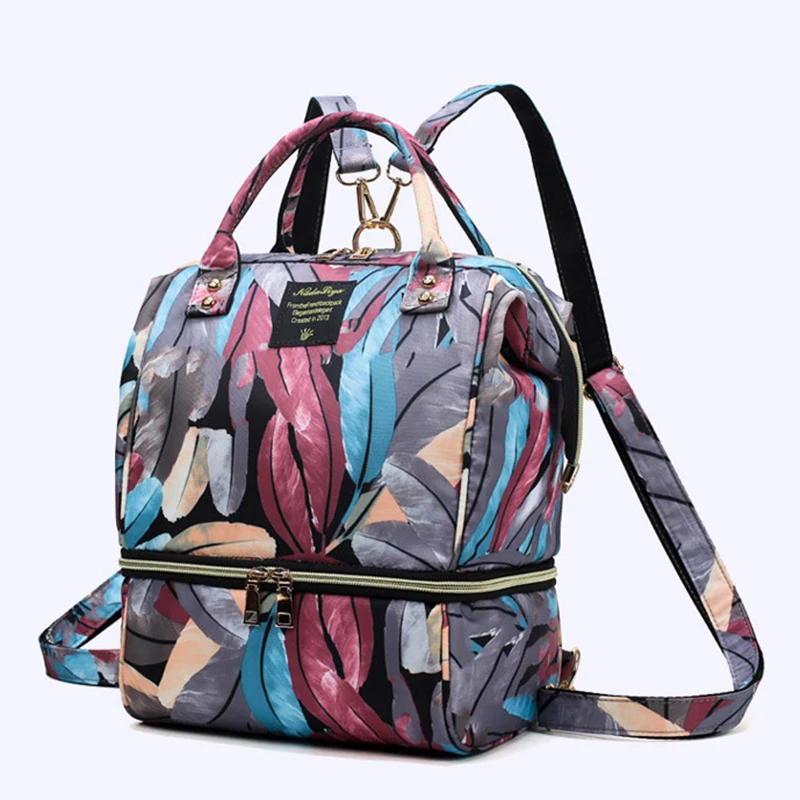 Модная сумка для подгузников с цветочным принтом мамы и ребенка рюкзак