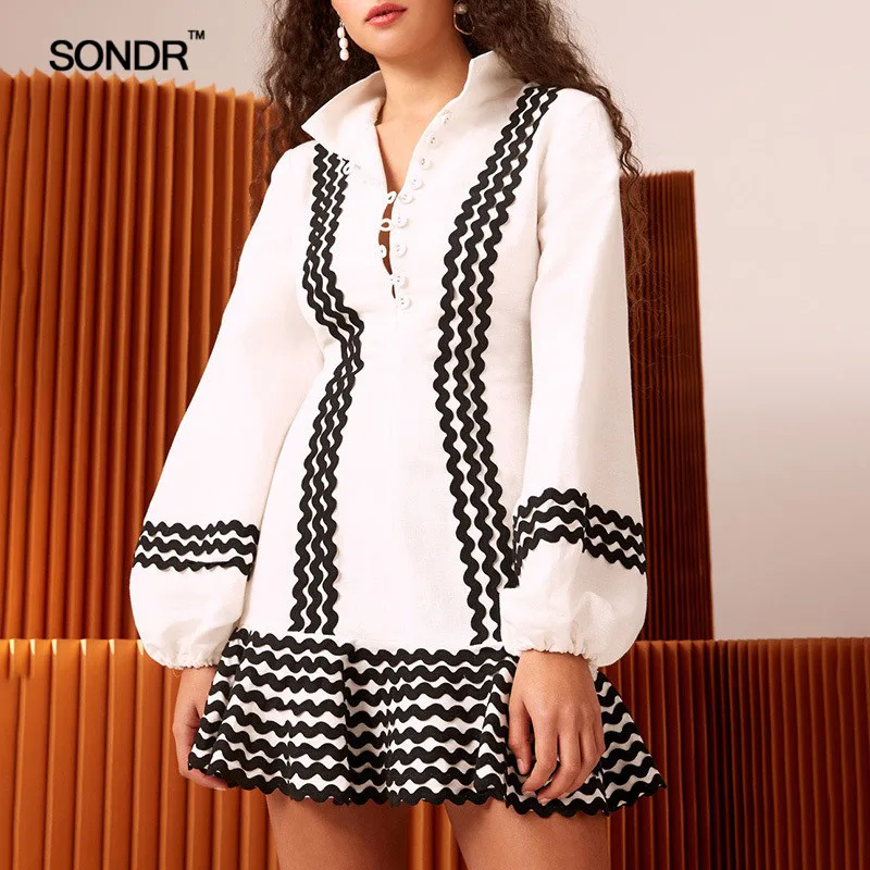 SONDR Spring Hit Colors Female Dresses For Women Puff Sleeve Wave Striped High Waist Slim Mermaid Dress Elegant Clothes
SONDR Spring Hit Colors Female Dresses For Women Puff Sleeve Wave Striped High Waist Slim Mermaid Dress Elegant Clothes