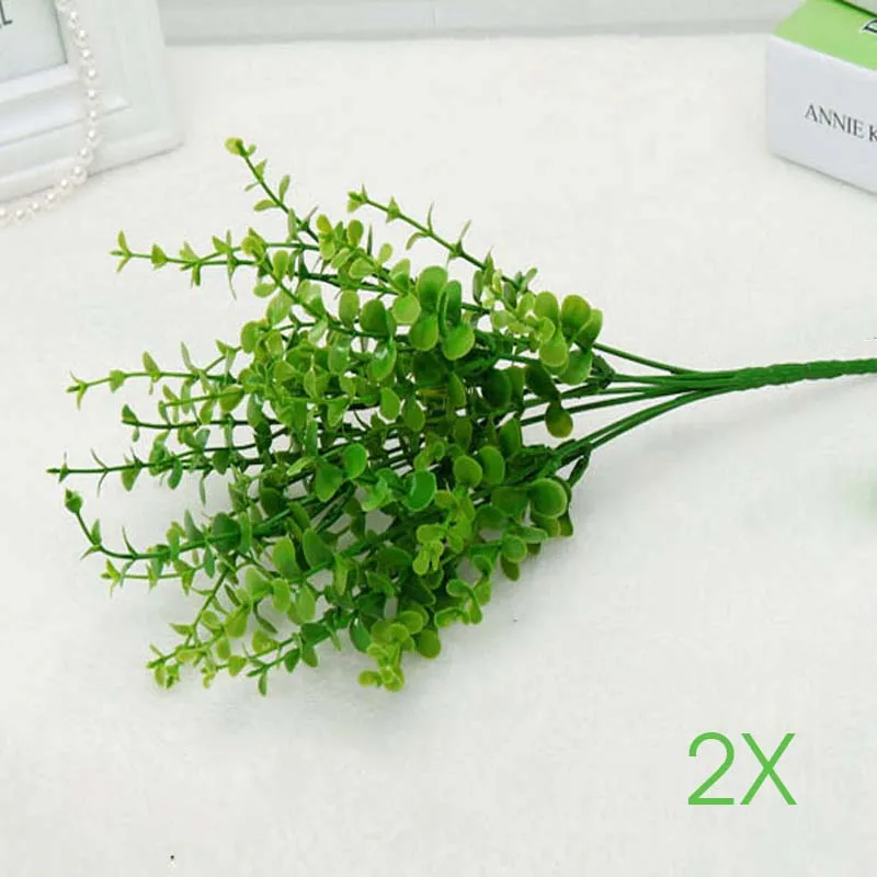 2pcs Plasic Green Artificial Grass Leaves Plant Fake Eucalyptus Home Party Wedding Decoration | Дом и сад