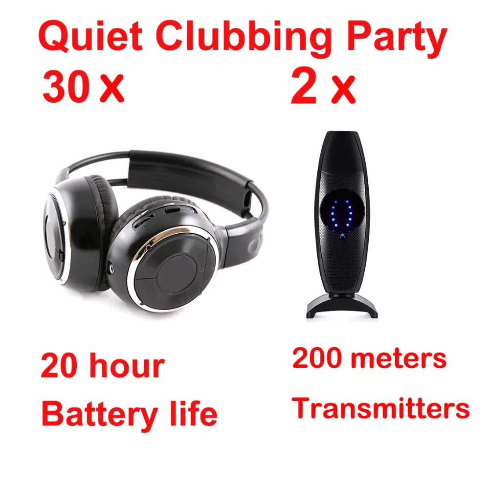 Professional Quiet Clubbing Party Silent Disco Folding Headphones Bundle (30 Foldable Headsets + 2 Transmitters)
Professional Quiet Clubbing Party Silent Disco Folding Headphones Bundle (30 Foldable Headsets + 2 Transmitters)
