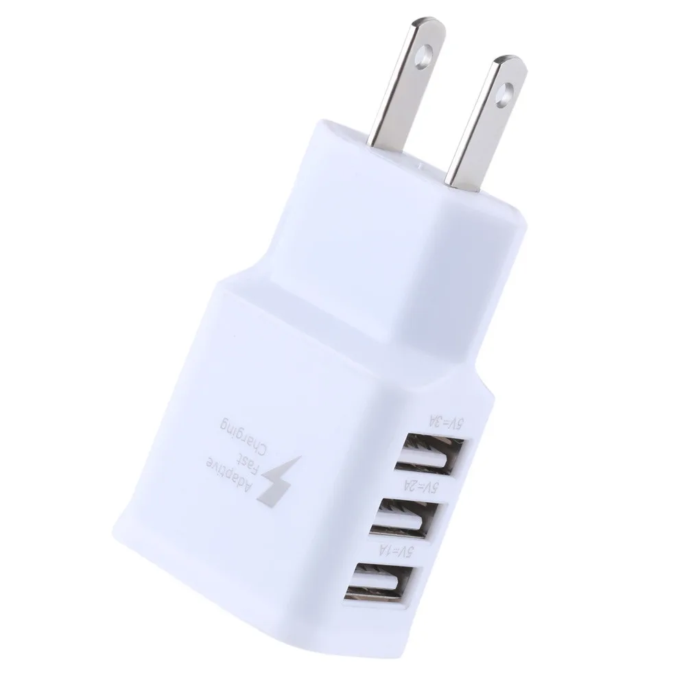 Дорожное 5В 2А 3 портовое USB US настенное зарядное устройство переменного тока