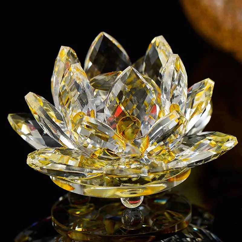 Hot Sale 100mm k9 Crystal Yellow lotus flower Crafts Glass Paperweight Fengshui Ornaments Figurines for Wedding home decoration
Hot Sale 100mm k9 Crystal Yellow lotus flower Crafts Glass Paperweight Fengshui Ornaments Figurines for Wedding home decoration