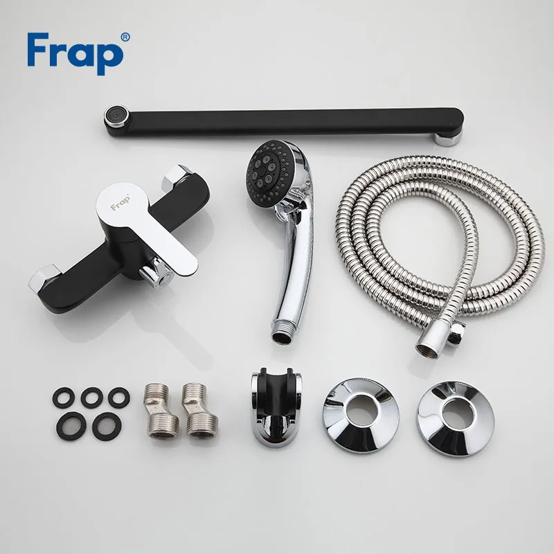 Frap 1 set 340mm Outlet pipe Bath shower faucet Brass body surface Spray painting Black shower head F2242
Frap 1 set 340mm Outlet pipe Bath shower faucet Brass body surface Spray painting Black shower head F2242