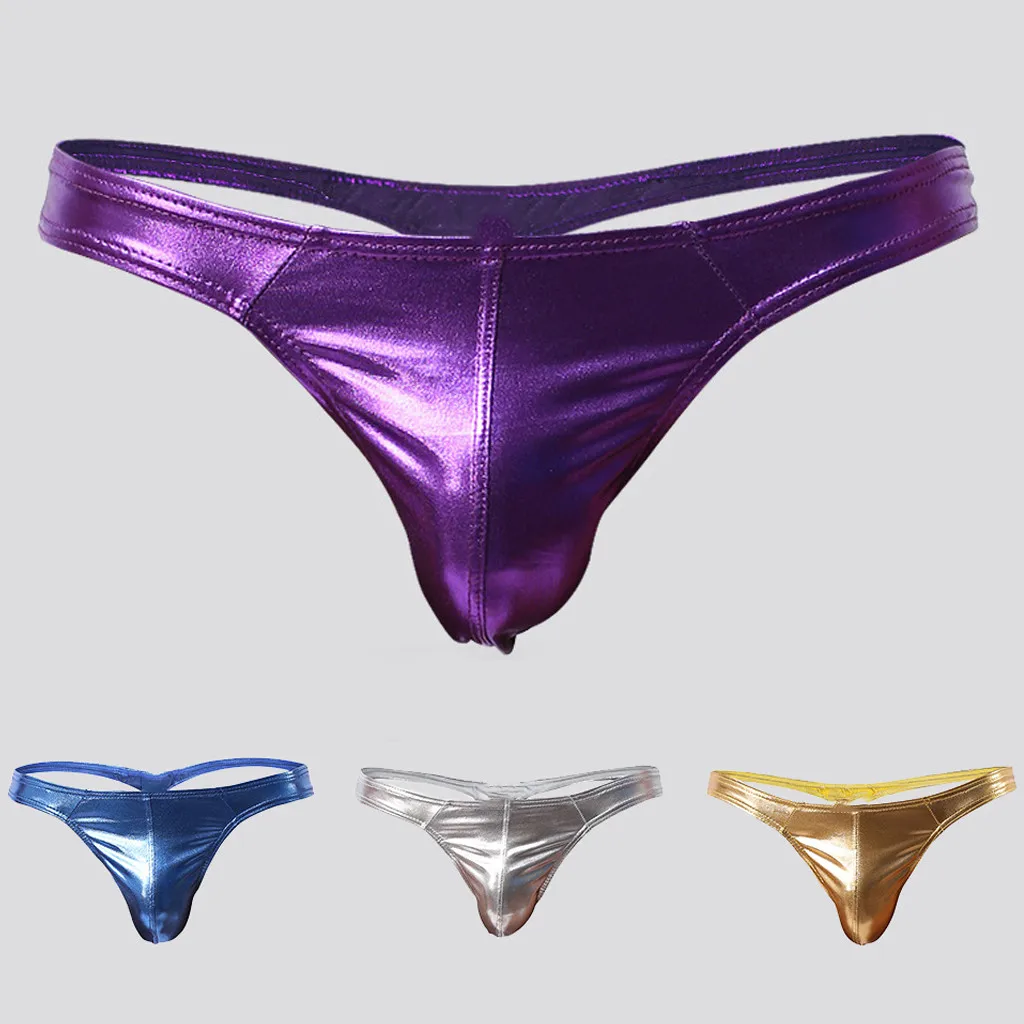 Fashion Men's Low-waist Underwear Painted Bright boy Sexy Triangular Underwear Male's patent leather bright thong perizoma uomo
Fashion Men's Low-waist Underwear Painted Bright boy Sexy Triangular Underwear Male's patent leather bright thong perizoma uomo