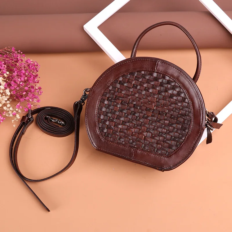 Joyir Genuine leather shoulder Women bag Mini Woven Pure color women handbags circular vintage Shoulder woman top-handle bags
Joyir Genuine leather shoulder Women bag Mini Woven Pure color women handbags circular vintage Shoulder woman top-handle bags