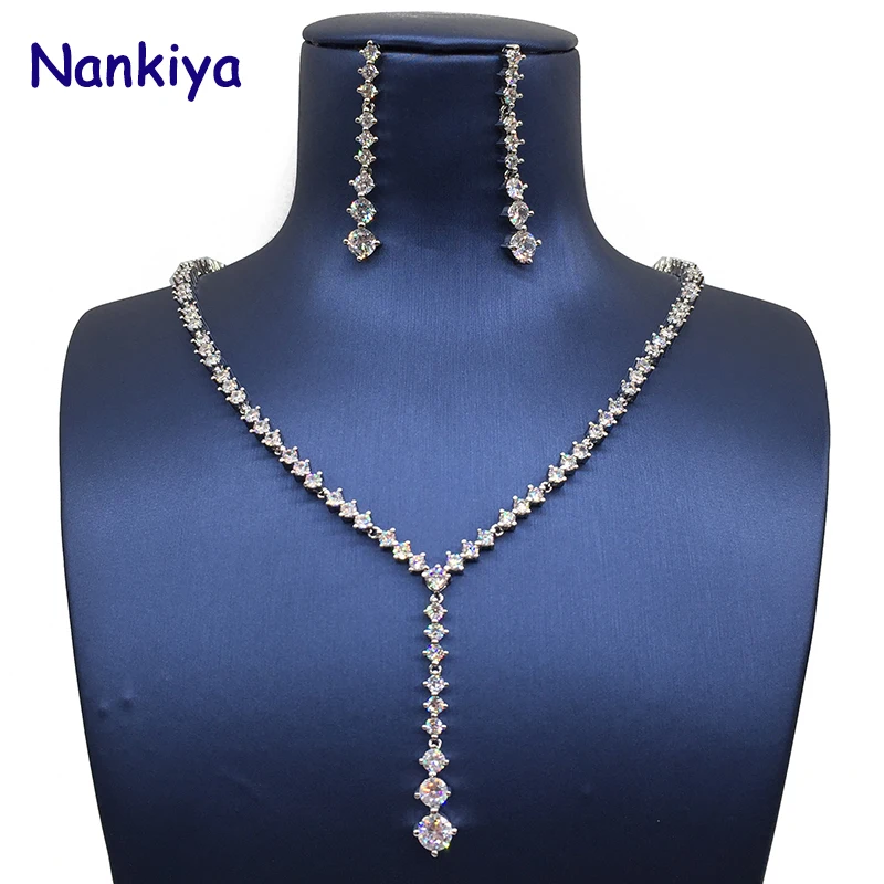 Nankiya Classic Simple Design Earring Necklace Jewelry Set Cute CZ Tennis Drop Pandent Bridal Wedding Set for Party Gift NC9009
Nankiya Classic Simple Design Earring Necklace Jewelry Set Cute CZ Tennis Drop Pandent Bridal Wedding Set for Party Gift NC9009
