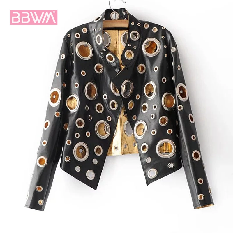 Sexy women's 2018 winter new Korean fashion personality wild stand collar hollow light PU black long-sleeved women's jacket
Sexy women's 2018 winter new Korean fashion personality wild stand collar hollow light PU black long-sleeved women's jacket