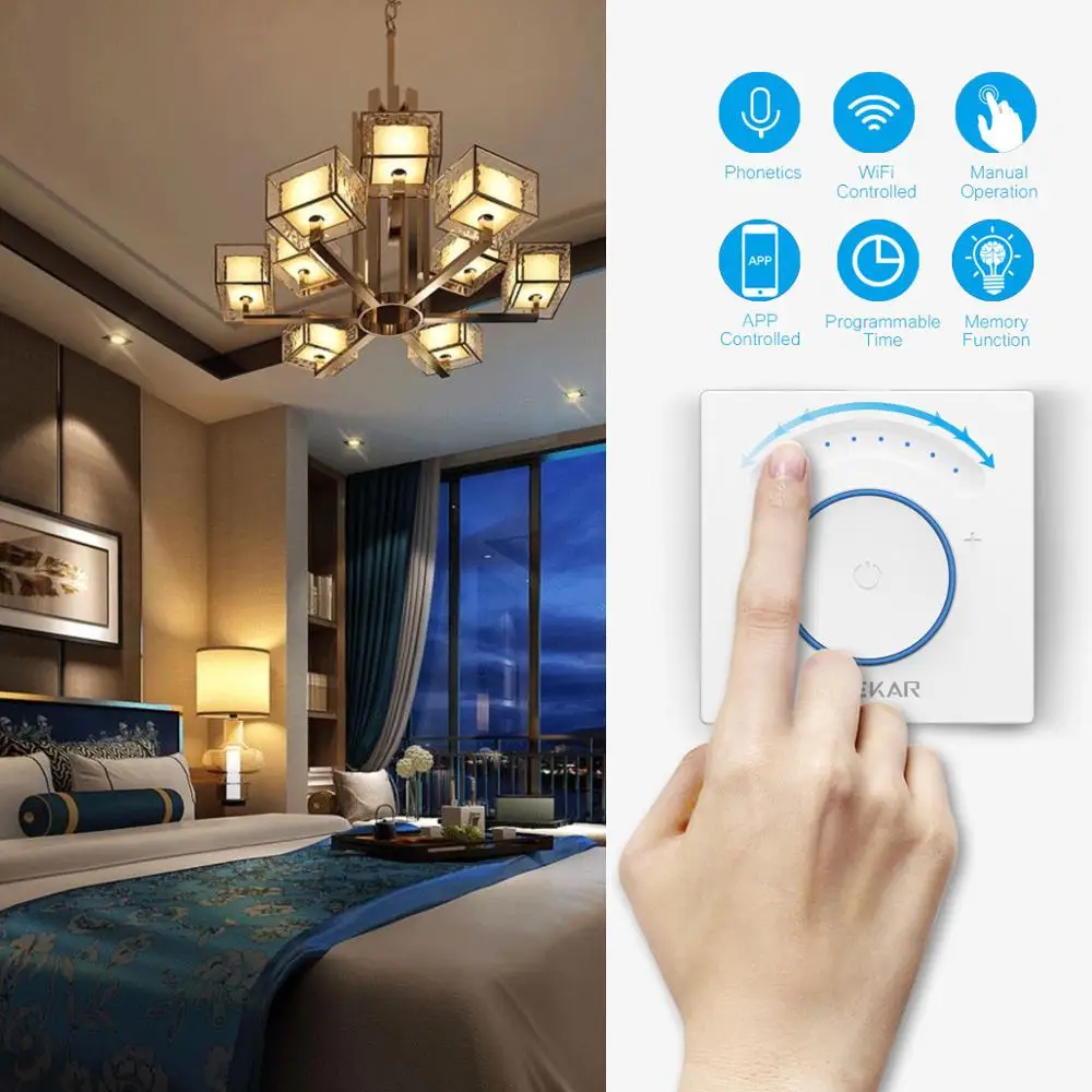 TEEKAR EU Standard Smart Dimmer Switch 1Gang Work With Amazon Alexa Google Home Timing Function APP Control Light Switch W/ Bulb
TEEKAR EU Standard Smart Dimmer Switch 1Gang Work With Amazon Alexa Google Home Timing Function APP Control Light Switch W/ Bulb