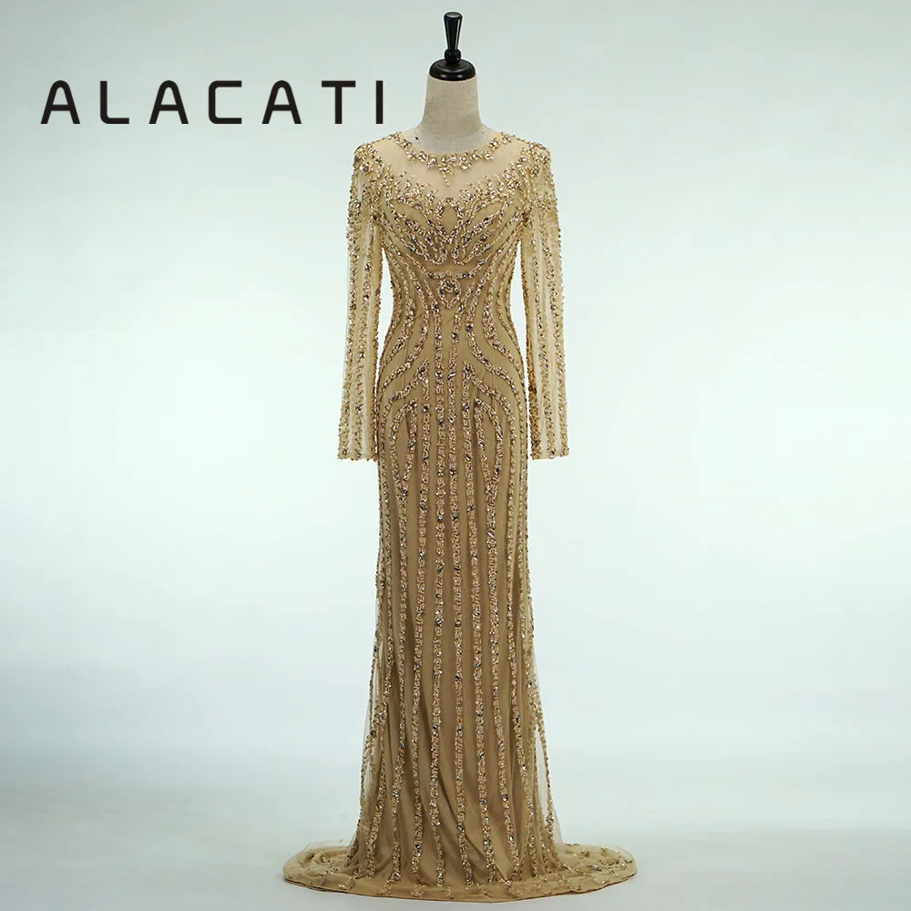 Gold long-sleeved long heavy-duty handmade beaded fashion fishtail evening dress 2019 new dinner party evening dress
Gold long-sleeved long heavy-duty handmade beaded fashion fishtail evening dress 2019 new dinner party evening dress