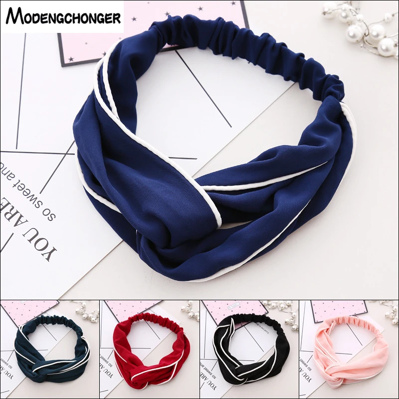 Hot Selling Cross Knotted Headband Elastic Hair Bands Pure Color Fabric White-edged Lady's Retro Hair Ornament Hair Accessories
Hot Selling Cross Knotted Headband Elastic Hair Bands Pure Color Fabric White-edged Lady's Retro Hair Ornament Hair Accessories