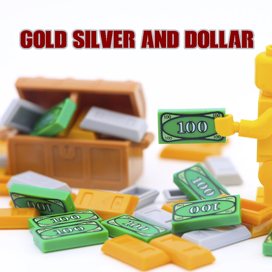 MOC Bricks Friends Accessories Building Blocks 100 Dollar Bill Money Pattern Gold Silver Cash Parts Toys Compatible City Blocks
MOC Bricks Friends Accessories Building Blocks 100 Dollar Bill Money Pattern Gold Silver Cash Parts Toys Compatible City Blocks